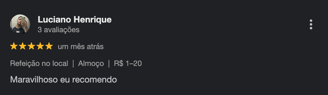 Avaliacão positiva Felipe Walflan - Marmitaria X - Marilia